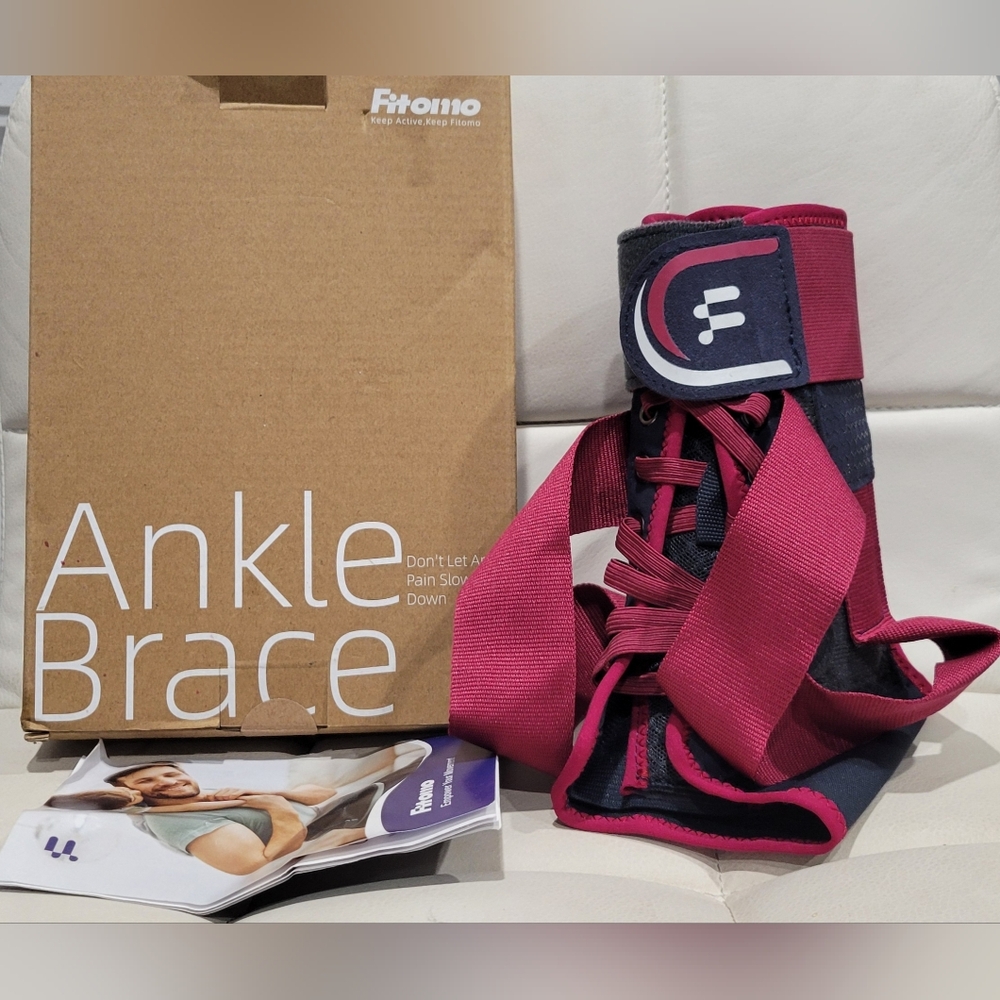 Ankle Brace by Fitomo in Maroon and Dark Gray Size Small